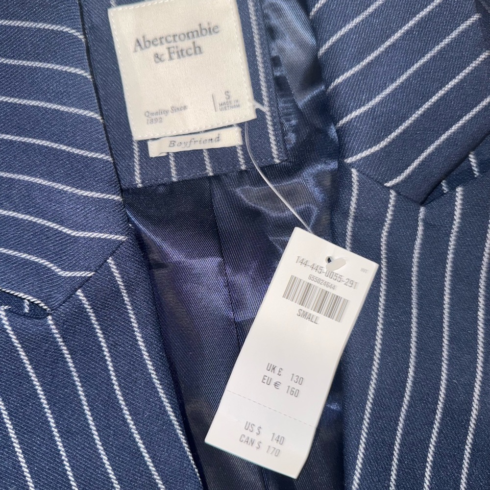 Abercrombie & Fitch Striped Navy Blazer - Picture 5 of 6